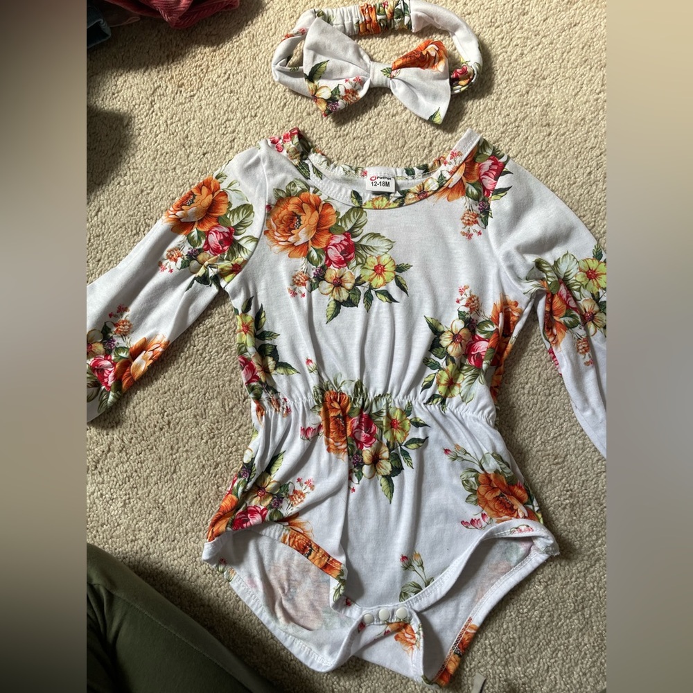 Floral long sleeve romper